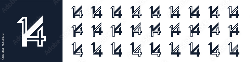 collection of creative number 14 logo designs. abstract fourteen design vector illustration collection of creative number 14 logo designs. abstract fourteen design vector illustration