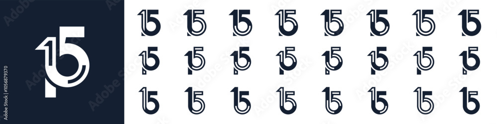 collection of creative number 15 logo designs. abstract fifteen design vector illustration collection of creative number 15 logo designs. abstract fifteen design vector illustration