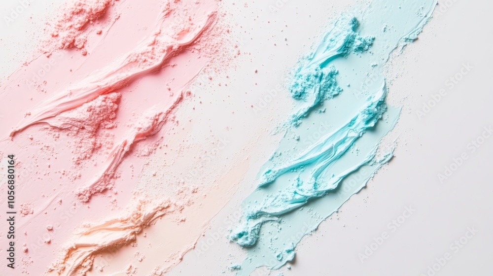 Abstract Pink and Blue Paint Swirls on White Background Abstract Pink and Blue Paint Swirls on White Background