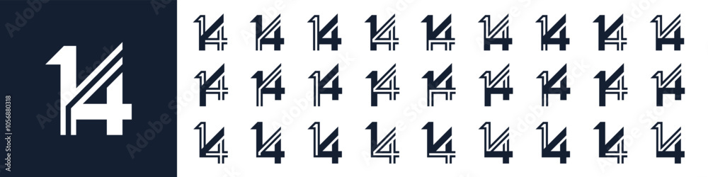 Fototapeta premium collection of creative number 14 logo designs. abstract fourteen design vector illustration