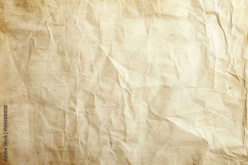Obraz premium Beige crumpled paper texture, creating a vintage and rustic background ideal for natural and handmade-style designs.