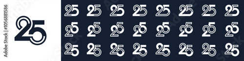 collection of creative number 25 logo designs. abstract twenty five design vector illustration