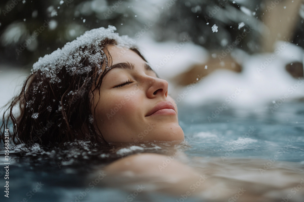 Generative AI captures blissful relaxation at a snowy winter resort spa Generative AI captures blissful relaxation at a snowy winter resort spa