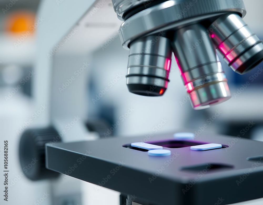 Precision Lens: Close-up of a Microscope in Action, Ai generated Images