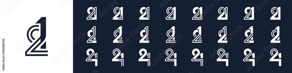 collection of creative number 21 logo designs. abstract twenty one design vector illustration collection of creative number 21 logo designs. abstract twenty one design vector illustration