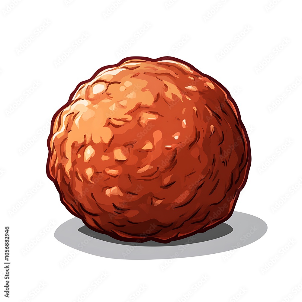 A cartoon meatball on a white background.