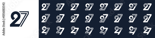 collection of creative number 27 logo designs. abstract twenty-seven design vector illustration