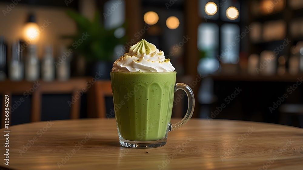 Creamy Matcha Latte with Whipped Topping – Perfect for Cafes Creamy Matcha Latte with Whipped Topping – Perfect for Cafes