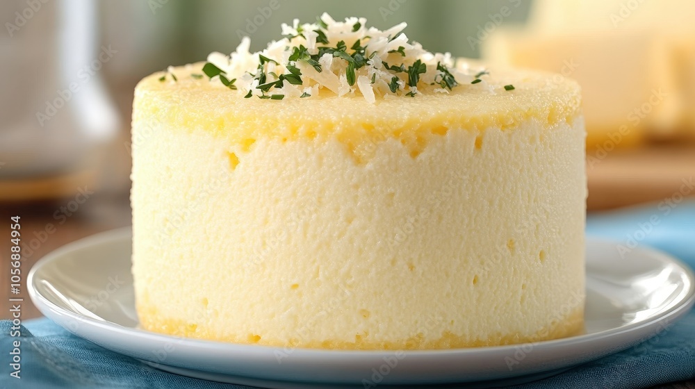 Creamy Polenta Dessert with Herbs and Cheese Garnish Italian Cuisine Creamy Polenta Dessert with Herbs and Cheese Garnish Italian Cuisine