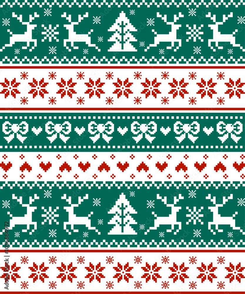 Seamless knitted christmas red and green pattern Seamless knitted christmas red and green pattern