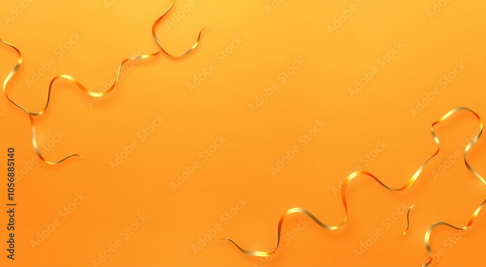 Abstract gold ribbon on orange background. Abstract gold ribbon on orange background.