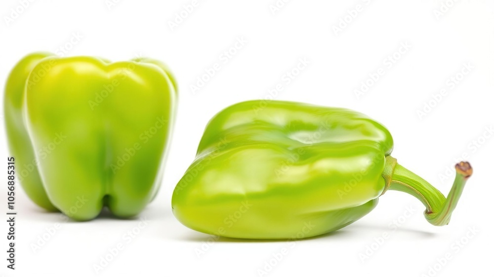 Fresh green pepper isolated on a white background, perfect for food photography or graphic design projects, green pepper, cooking concept, isolated Fresh green pepper isolated on a white background, perfect for food photography or graphic design projects, green pepper, cooking concept, isolated