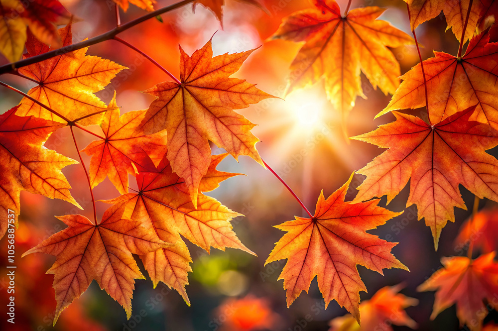 Vibrant autumn leaves in shades of orange, illuminated by sunlight, create a warm and inviting seasonal atmosphere. Vibrant autumn leaves in shades of orange, illuminated by sunlight, create a warm and inviting seasonal atmosphere.