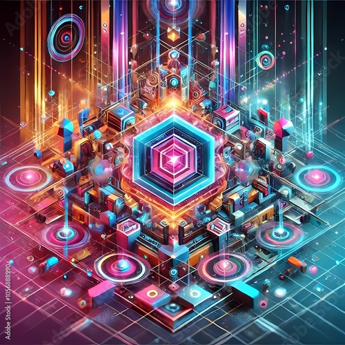 Generative AI. Futuristic illustration 