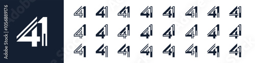 Free Download collection of creative number 41 logo designs. abstract forty-one design vector illustration - GFXLoad