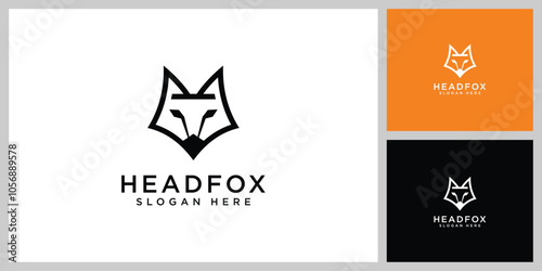 head fox logo vector line style design photo