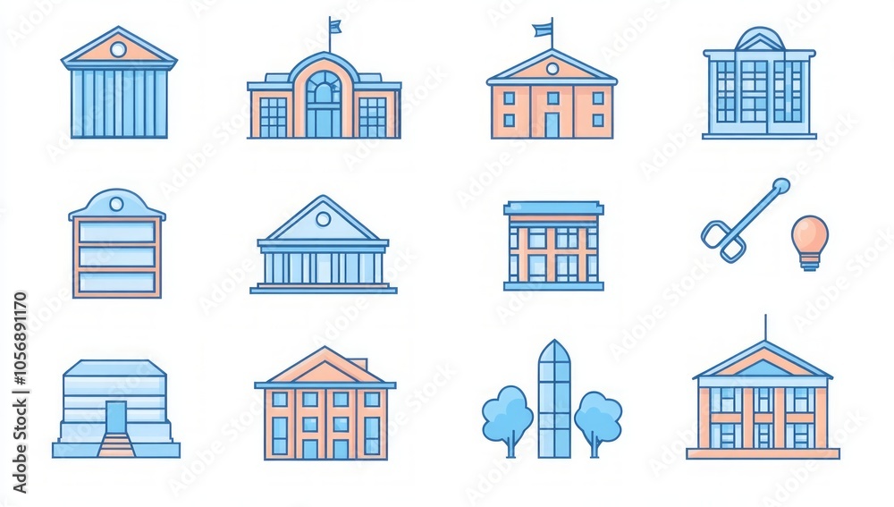 Fototapeta premium Collection of Building Illustrations