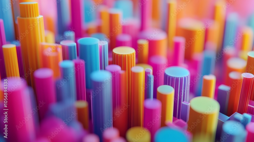 Abstract Colorful Cylinders in Close-Up Abstract Colorful Cylinders in Close-Up