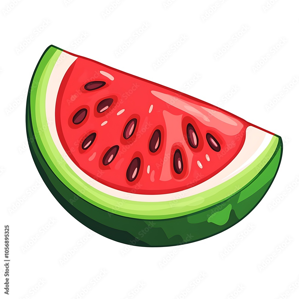 Cartoon watermelon slice on a white background. Cartoon watermelon slice on a white background.