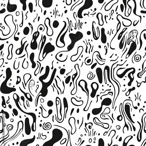 seamless pattern of minimalist abstract lines and dots arranged in a rhythmic sequence