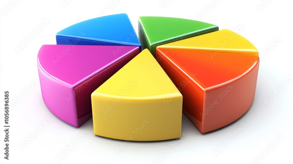 Obraz premium Colorful 3D Pie Chart with Six Sections