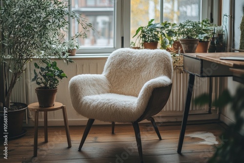 Cozy Living Room with Fluffy Chair