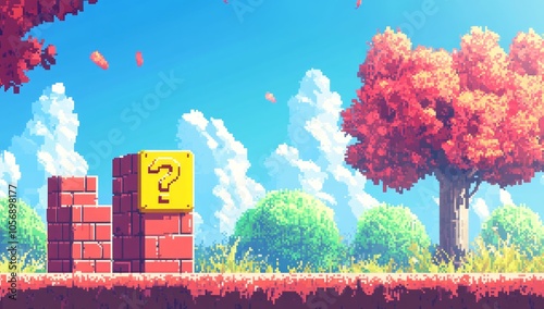 Pixelated Landscape Adventure Scene