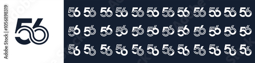 collection of creative number 56 logo designs. abstract fifty-six design vector illustration