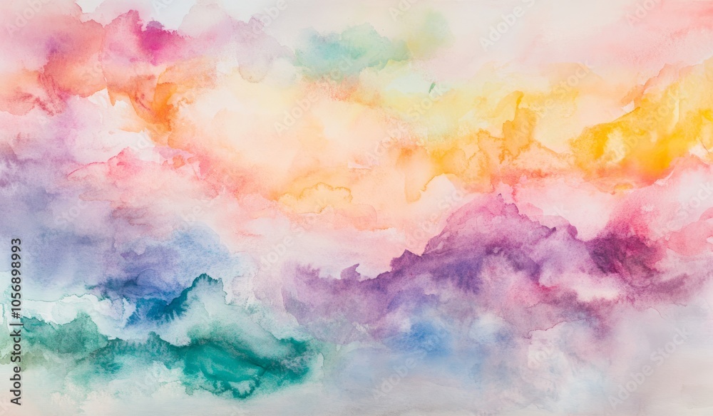 Fototapeta premium Pastel Dream: Soft Watercolor Landscape