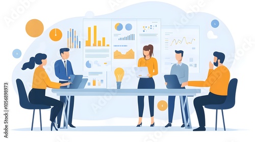 A group of business people working together, Business peoples meeting illustration