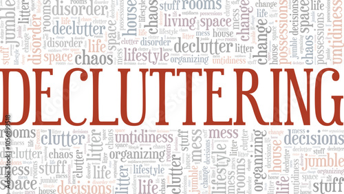 Decluttering word cloud conceptual design isolated on white background.
