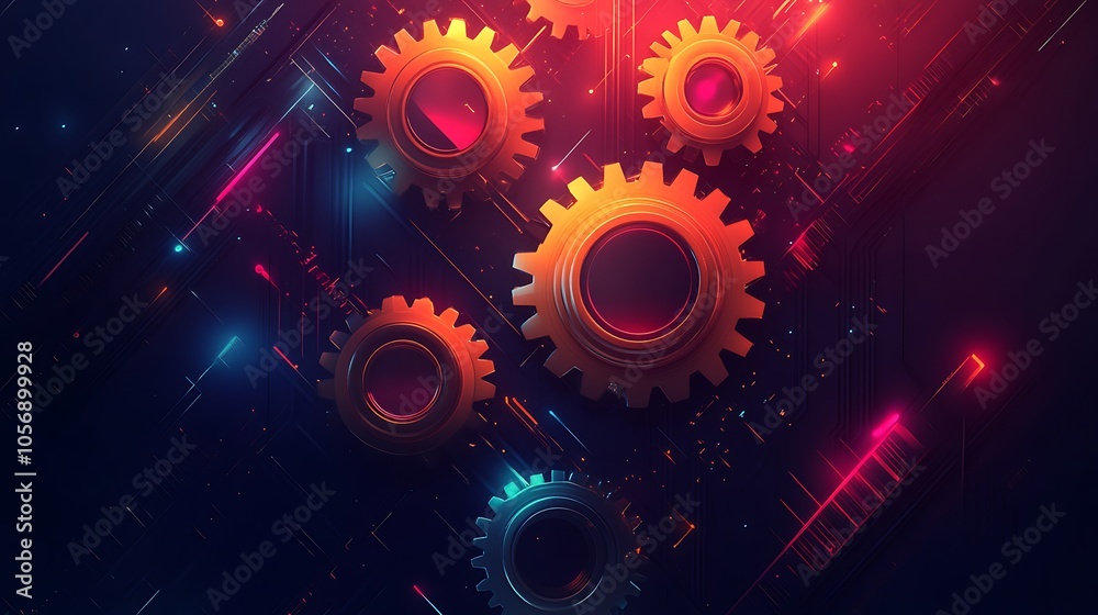 Obraz premium Dynamic gears in a futuristic setting a visual exploration of technology
