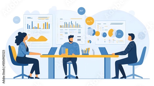 A group of business people working together, Business peoples meeting illustration