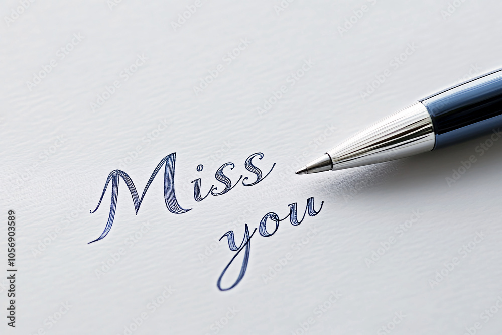 simple miss you text in cursive with a pen on white paper conveying feelings of longing and nostalgia in a minimalist style
simple miss you text in cursive with a pen on white paper conveying feelings of longing and nostalgia in a minimalist style