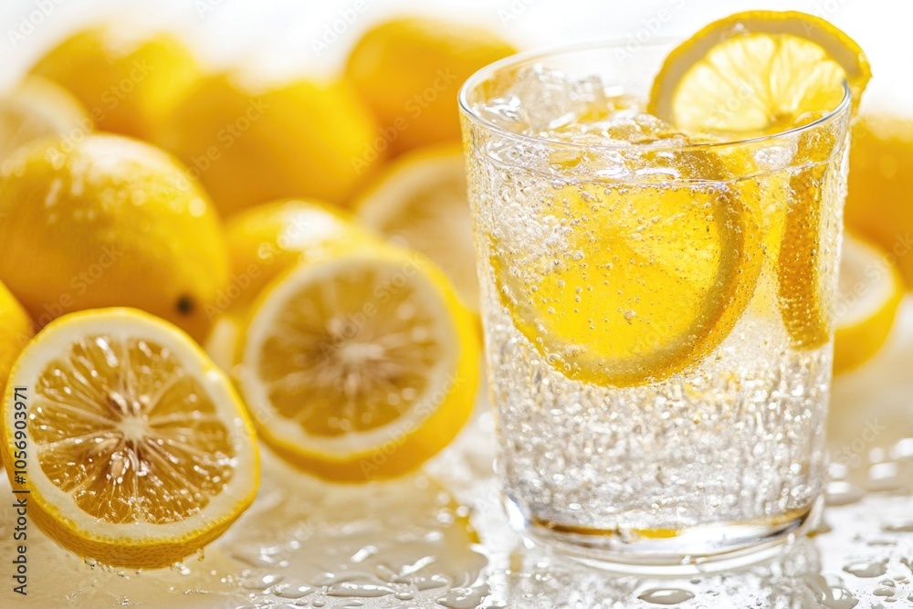 A refreshing glass of water with lemon slices and a slice of lemon A refreshing glass of water with lemon slices and a slice of lemon