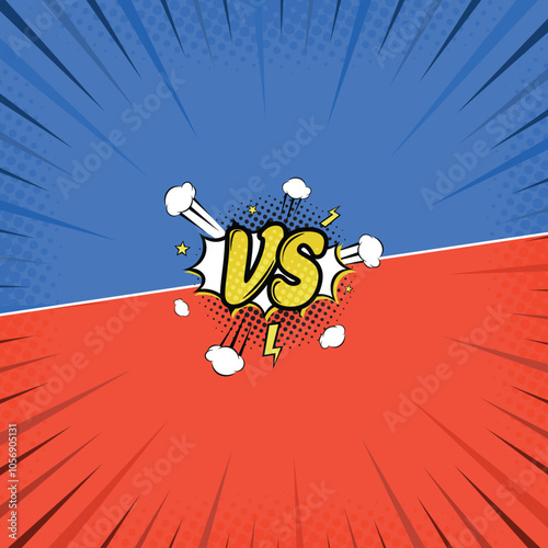 Cartoon comic background fight versus competition poster with halftone effect retro pop art style vector illustration