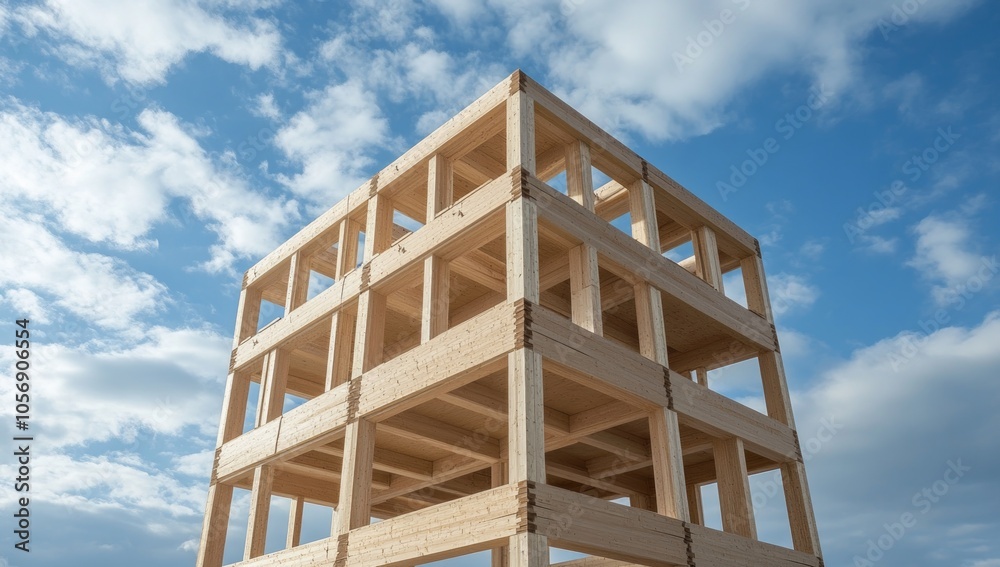 Sustainable Wooden Building Under Construction Sustainable Wooden Building Under Construction