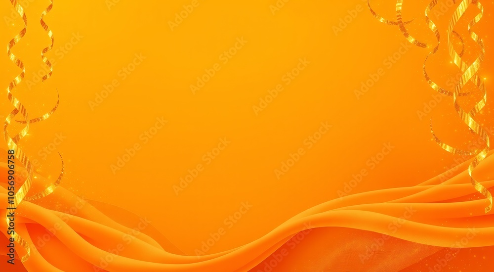 Orange abstract background with gold ribbons. Orange abstract background with gold ribbons.