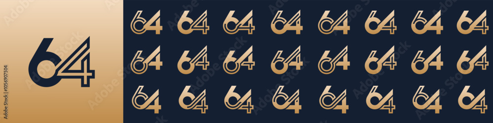 collection of creative number 64 logo designs. abstract sixty-four design vector illustration collection of creative number 64 logo designs. abstract sixty-four design vector illustration