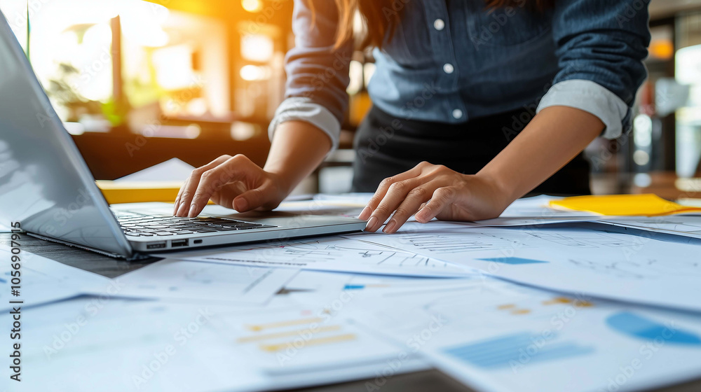 Focused Professional Using Laptop to Stay Ahead of Market Trends in SME Business Focused Professional Using Laptop to Stay Ahead of Market Trends in SME Business