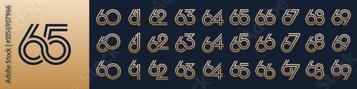 collection of creative number 60 to 69 logo designs. abstract number design vector illustration