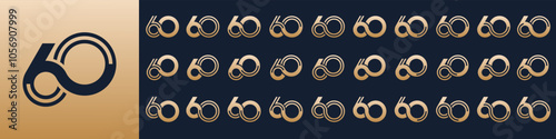 collection of creative number 60 logo designs. abstract sixty design vector illustration
