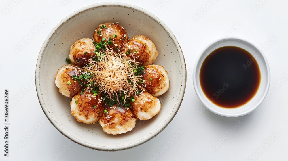 Overhead Shot of Delicious Takoyaki Bowl Overhead Shot of Delicious Takoyaki Bowl