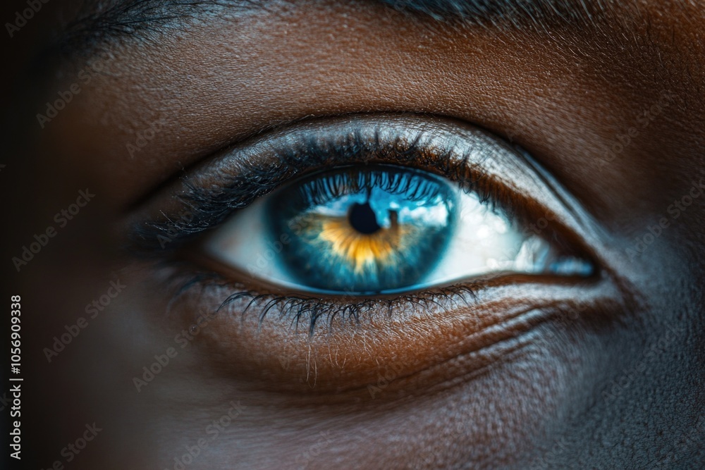 Close-up shot of a person's blue eye