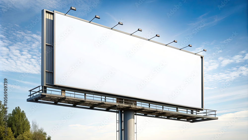Empty billboard against a clear sky, ideal for advertisements and promotions. Empty billboard against a clear sky, ideal for advertisements and promotions.