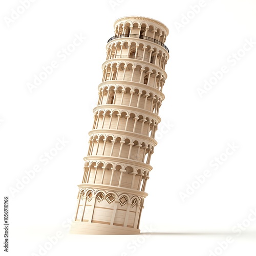 A cartoon Leaning Tower of Pisa slightly tilted on a white background.