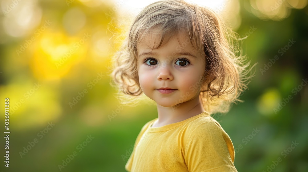 Cute toddler in a yellow t shirt Cute toddler in a yellow t shirt