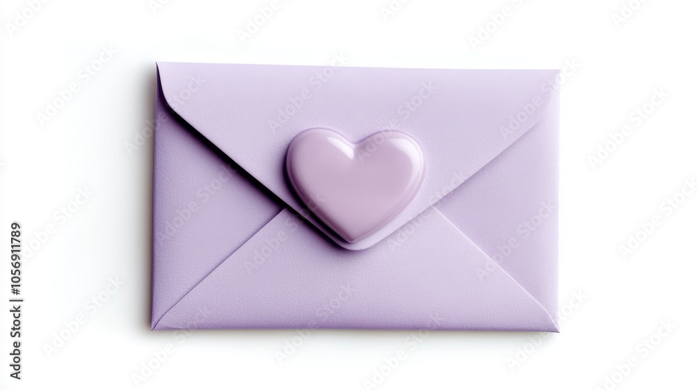 Romantic Love Letter with Heart-Shaped Seal on Lavender Envelope Romantic Love Letter with Heart-Shaped Seal on Lavender Envelope