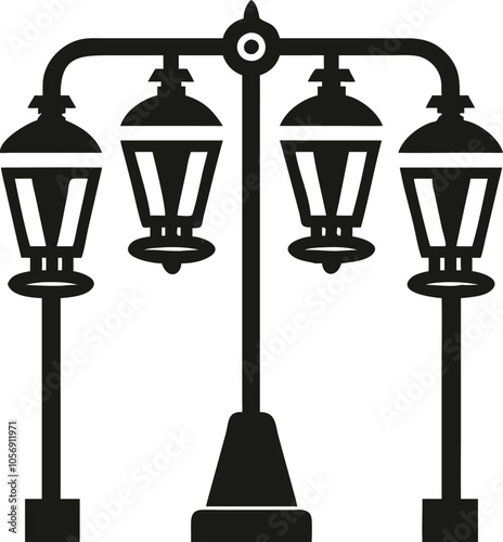 Street lamp vector silhouette.