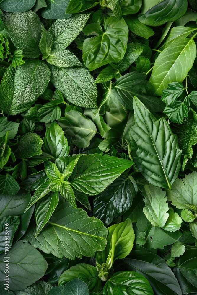 A close-up shot of a bundle of fresh green leaves